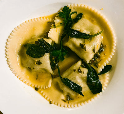 Jumbo Agnolotti with delicious white wine butter sauce