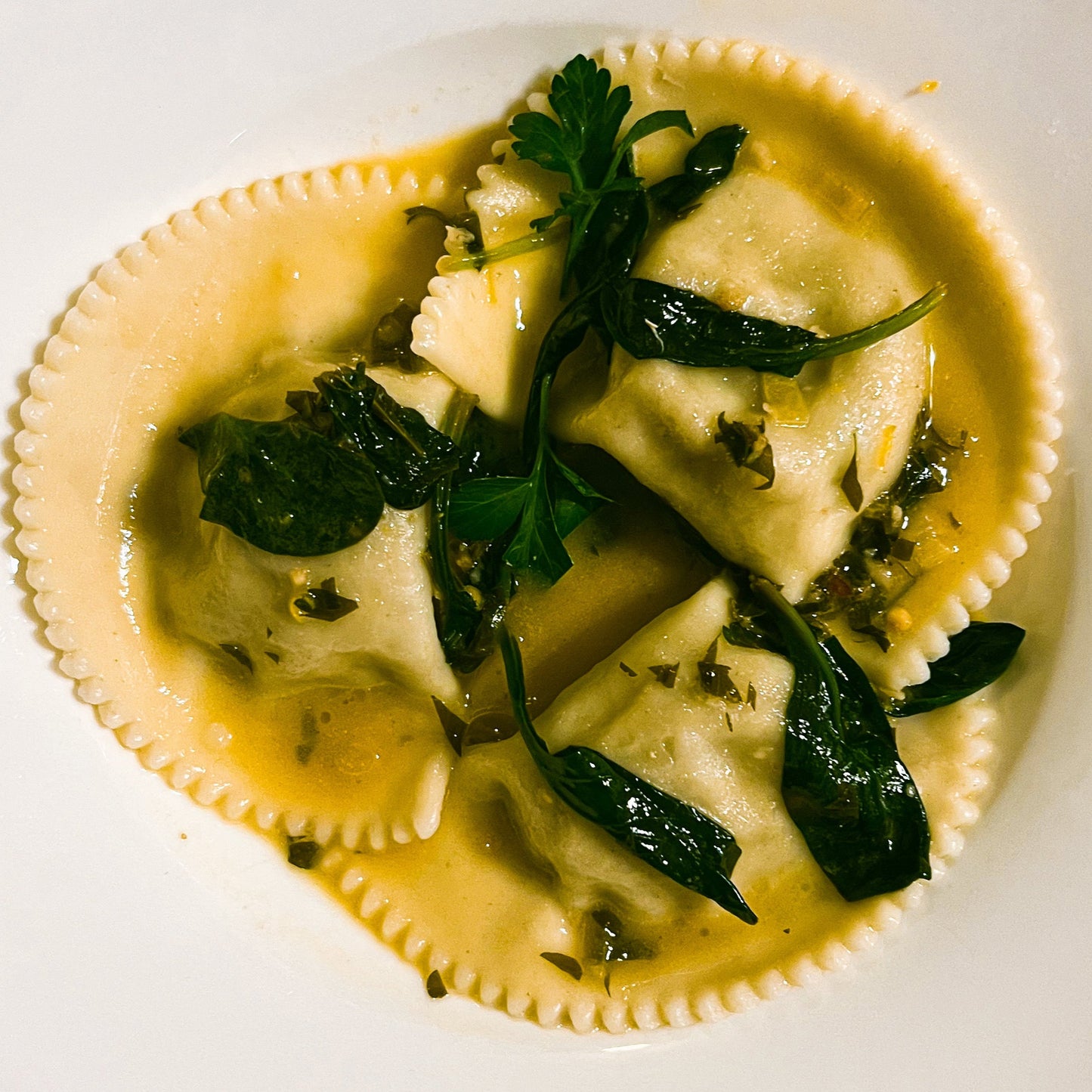 Jumbo Agnolotti in a butter and sage sauce