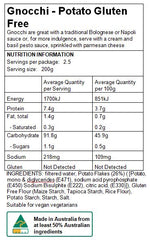 Load image into Gallery viewer, Maria&#39;s Pasta Nutritional Information Gluten Free Gnocchi
