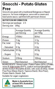 Maria's Pasta Nutritional Information Gluten Free Gnocchi