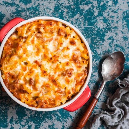 Mac and cheese plated