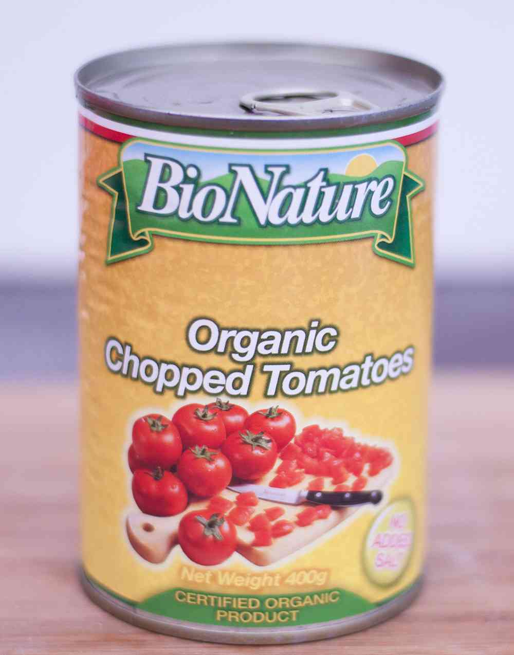 Chopped tomatoes packaged