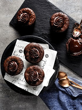 chocolate puddings on plate