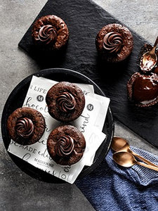 chocolate puddings on plate