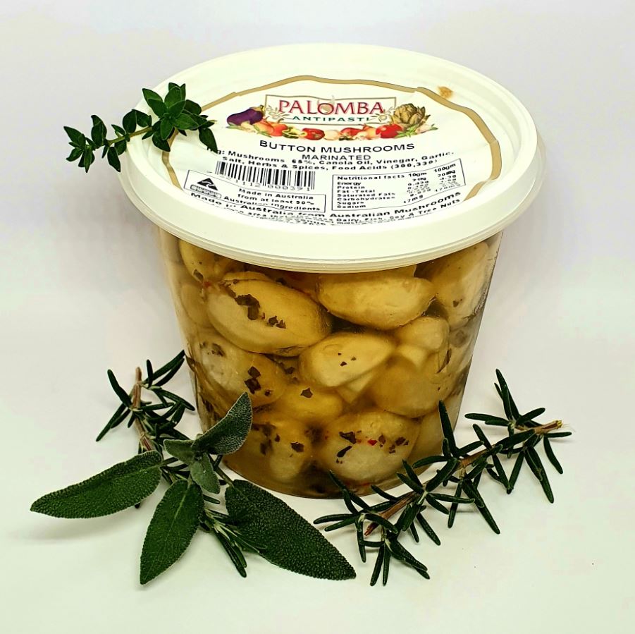 marinated button mushrooms packaged
