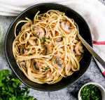 Load image into Gallery viewer, White wine mushroom pasta plated pexels owned image
