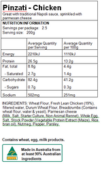 Load image into Gallery viewer, Maria&#39;s Pasta Nutritional Information Chicken Pinzati

