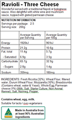 Load image into Gallery viewer, Maria&#39;s Pasta Three Cheese ravioli Nutritional Information
