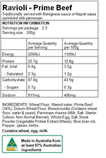 Load image into Gallery viewer, Maria&#39;s Pasta Nutritional Information Ravioli Beef

