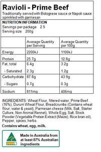 Maria's Pasta Nutritional Information Ravioli Beef